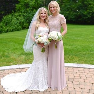 JS Collections Embellished Mesh & Chiffon Gown